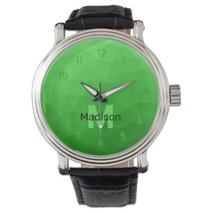 Reloj De Pulsera Patrón de malla de geometría de gradiente verde Li