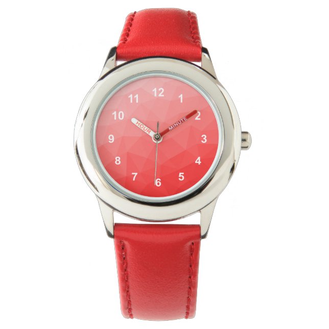 Reloj De Pulsera Patrón de malla geométrica de gradiente rojo (Anverso)