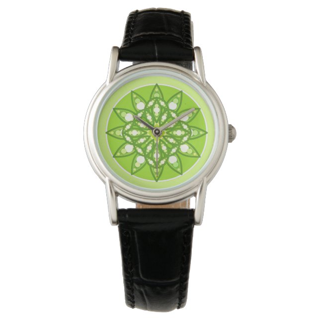 Reloj De Pulsera Patrón de Mandala en tonos verde cal (Anverso)