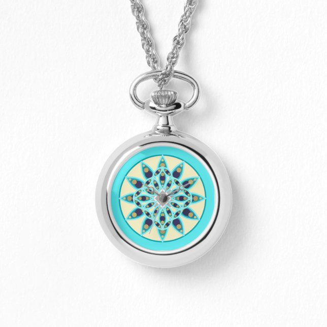 Reloj De Pulsera Patrón de Mandala en turquesa, marrón y marina (Anverso)