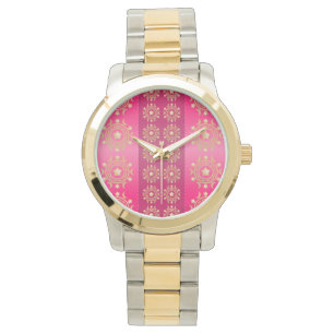 Reloj De Pulsera Patrón de Mandala Oriental de Fuchsia