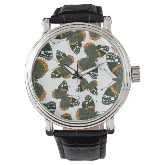 Reloj De Pulsera Patrón de mariposa del almirante rojo (Anverso)