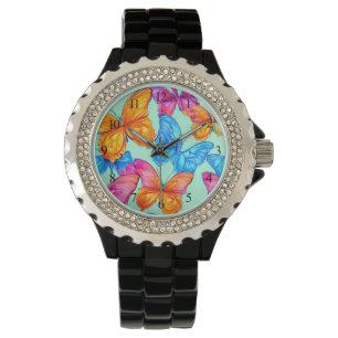 Reloj De Pulsera Patrón de mariposas coloridas