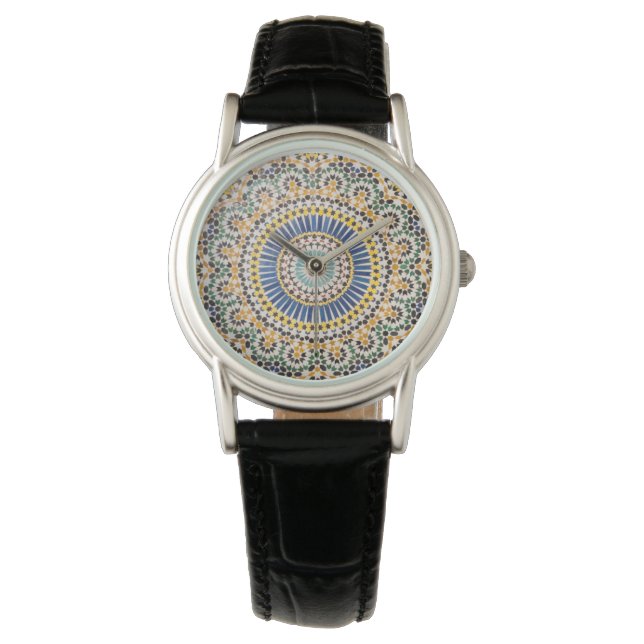 Reloj De Pulsera Patrón de mosaico geométrico, Marruecos (Anverso)