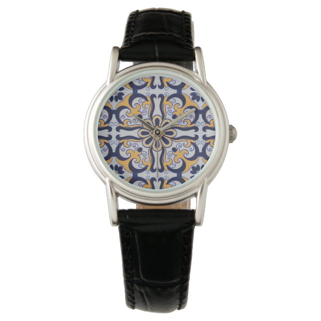 Reloj De Pulsera Patrón de mosaico portugués (Anverso)