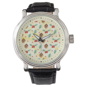 Reloj De Pulsera Patrón de Navidades de hormigón y hueso