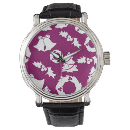 Reloj De Pulsera Patrón de Navidades púrpura