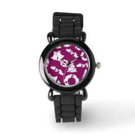 Reloj De Pulsera Patrón de Navidades púrpura