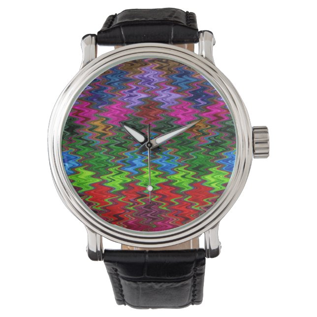 Reloj De Pulsera Patrón de onda mosaico colorido #3 (Anverso)
