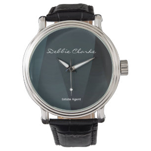 Reloj De Pulsera Patrón de ondas de gradiente gris azul