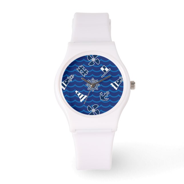 Reloj De Pulsera Patrón de ondas náuticas cortas (Anverso)