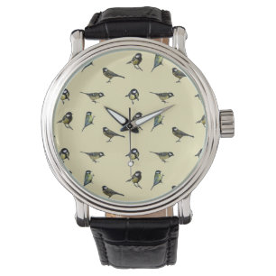 Reloj De Pulsera Patrón de pájaro Patrón Beige