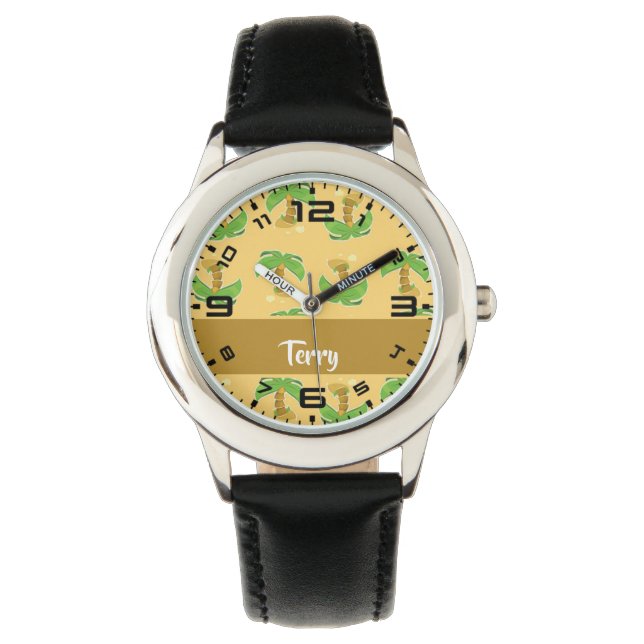 Reloj De Pulsera Patrón de palmeras tropicales (Anverso)