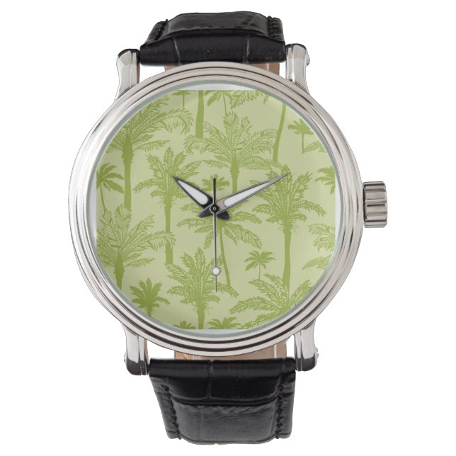 Reloj De Pulsera Patrón de palmeras verdes (Anverso)
