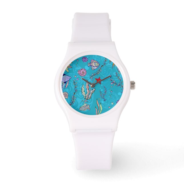 Reloj De Pulsera Patrón de peces turquesa (Anverso)