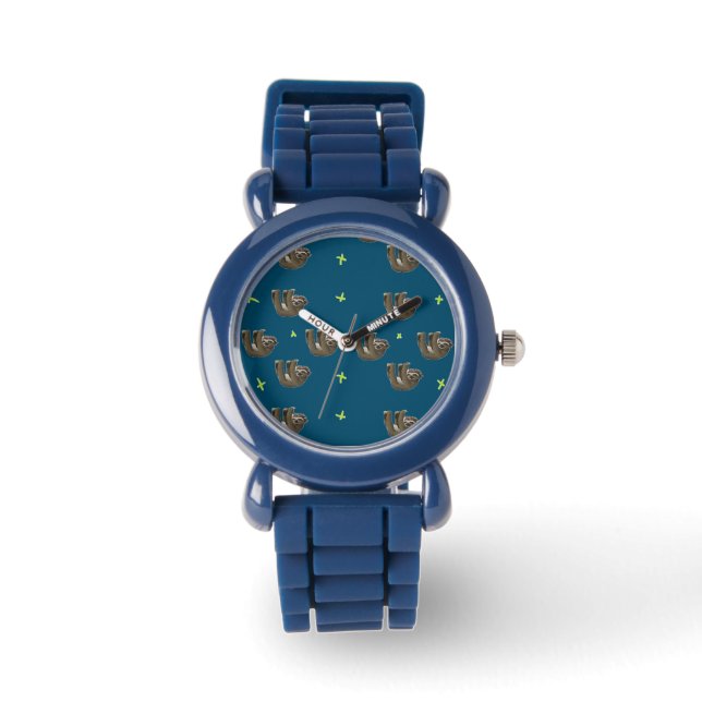 Reloj De Pulsera patrón de pereza en azul (Anverso)