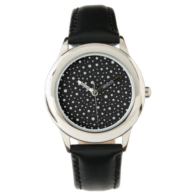 Reloj De Pulsera Patrón de perla en fondo negro (Anverso)