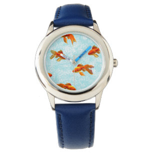 Reloj De Pulsera Patrón de pez dorado (azul)