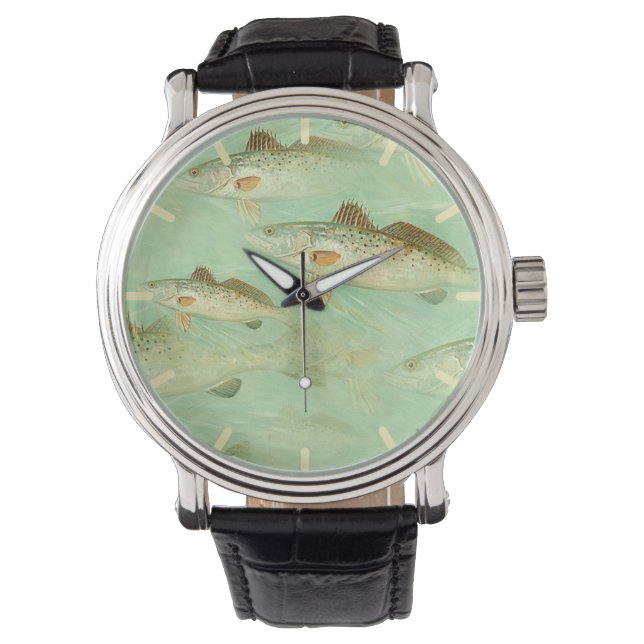 Reloj De Pulsera Patrón de pez trasero (Anverso)