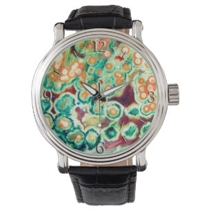 Reloj De Pulsera Patrón de piedra de Gem, jasper oceánico, verde y 