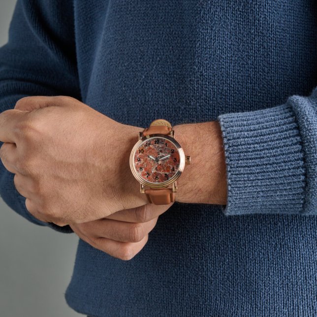 Reloj De Pulsera Patrón de piedra de Jasper naranja (Muñeca)