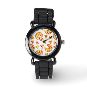 Reloj De Pulsera Patrón de pizzas y rodajas divertidas de Guay en b
