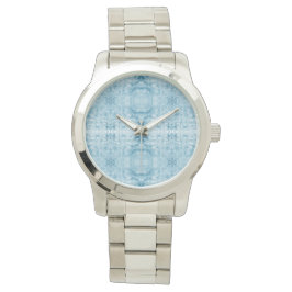 Reloj De Pulsera Patrón de plumas azul y blanco