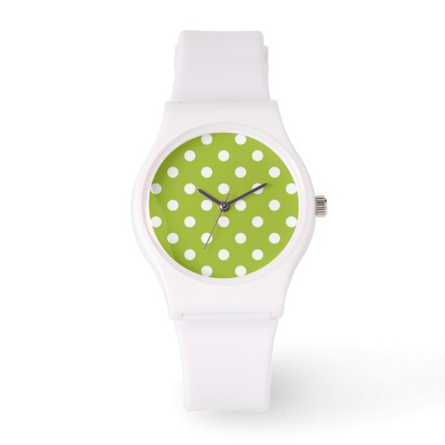 Reloj De Pulsera Patrón de primavera con puntos de polka blanco (Anverso)