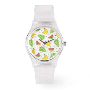 Reloj De Pulsera Patrón de punto de polka de frutas tropicales