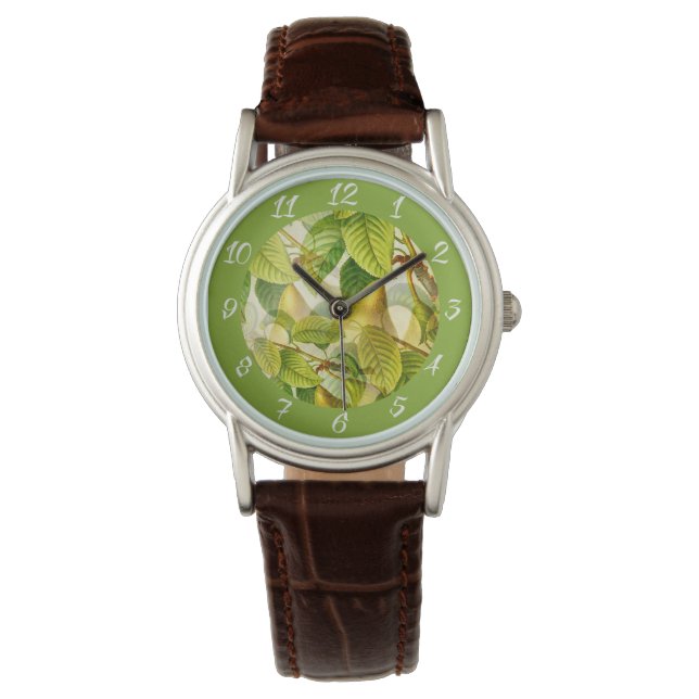 Reloj De Pulsera Patrón de ramas y peras del árbol de peras (Anverso)