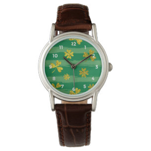 Reloj De Pulsera Patrón de rayas verdes de shamrock de St Patrick G