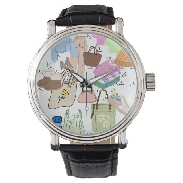 Reloj De Pulsera patrón de ropa, zapatos y bolsas (Anverso)