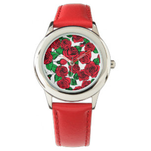 Reloj De Pulsera Patrón de rosas rojas