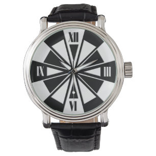 Reloj De Pulsera Patrón de rueda geométrica - blanco y negro