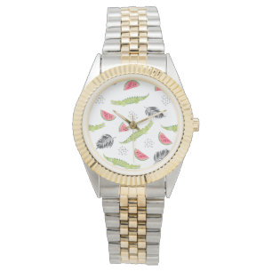 Reloj De Pulsera Patrón de sandía tropical y cocodrilo