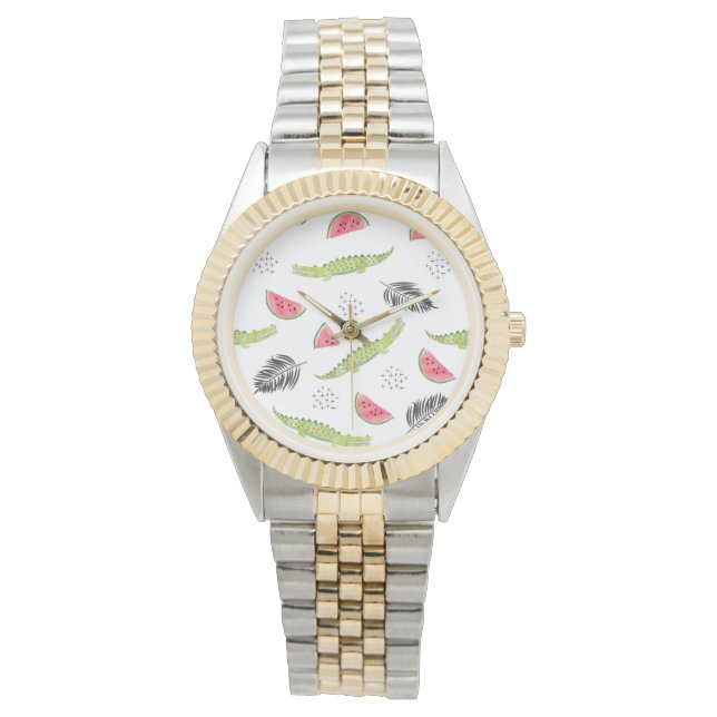 Reloj De Pulsera Patrón de sandía tropical y cocodrilo (Anverso)