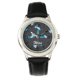 Reloj De Pulsera Patrón de satélites del espacio azul