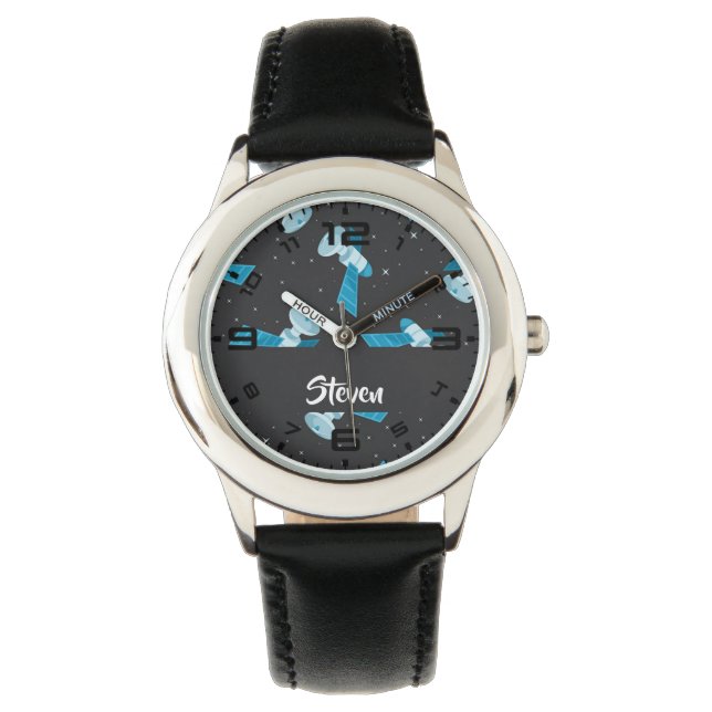 Reloj De Pulsera Patrón de satélites del espacio azul (Anverso)