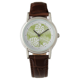 Reloj De Pulsera Patrón de selva tropical de paleta verde