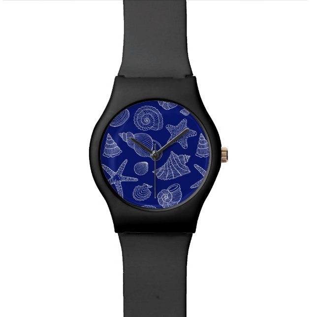 Reloj De Pulsera Patrón de shell azul brillante (De cerca)