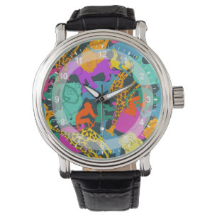 Reloj De Pulsera Patrón de siluetas animales
