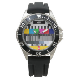 Reloj De Pulsera Patrón de tarjeta de prueba de TV retro de persona