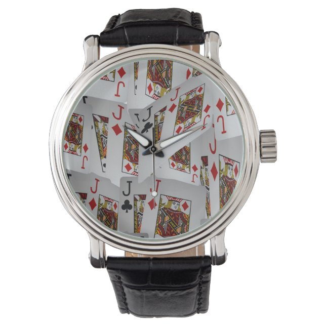 Reloj De Pulsera Patrón de tarjetas de póquer Jacks, (Anverso)