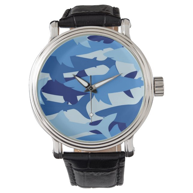 Reloj De Pulsera Patrón de tiburón azul (Anverso)