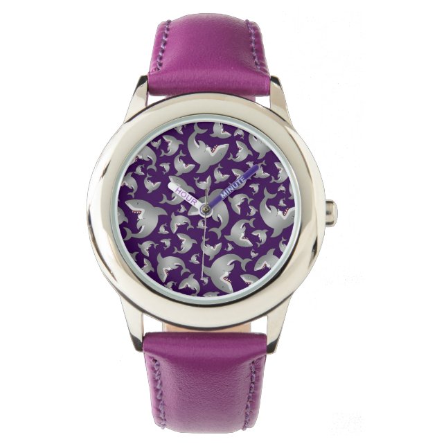 Reloj De Pulsera Patrón de tiburón morado (Anverso)