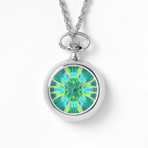 Reloj De Pulsera Patrón de tinte de cola azul cobalto y amarillo