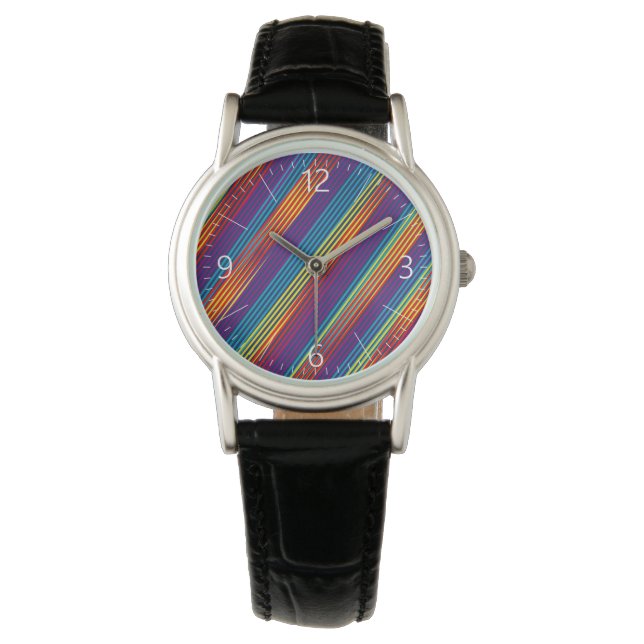 Reloj De Pulsera patrón de tiras coloridas (Anverso)