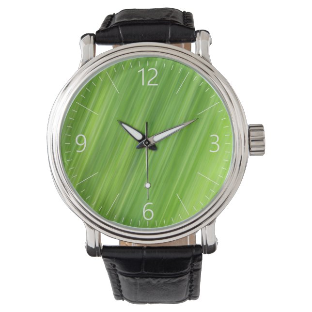 Reloj De Pulsera Patrón de tiras verdes (Anverso)