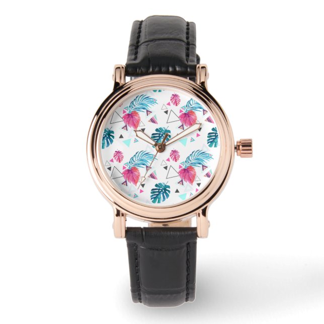 Reloj De Pulsera Patrón de triángulo de hoja tropical (Anverso)