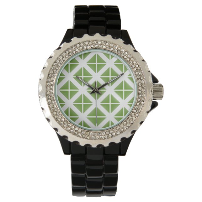 Reloj De Pulsera Patrón de triángulo de moda verde (Anverso)